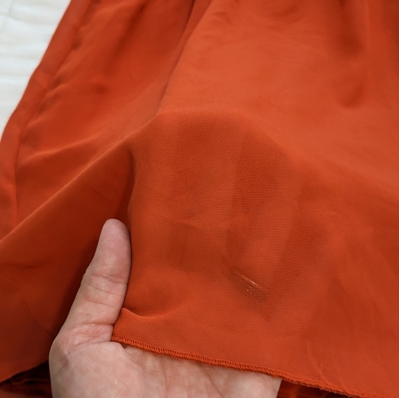 ENFOCUS Studio pretty orange dress with an elastic waist and sheer sleeves sz 12 - Picture 6 of 11